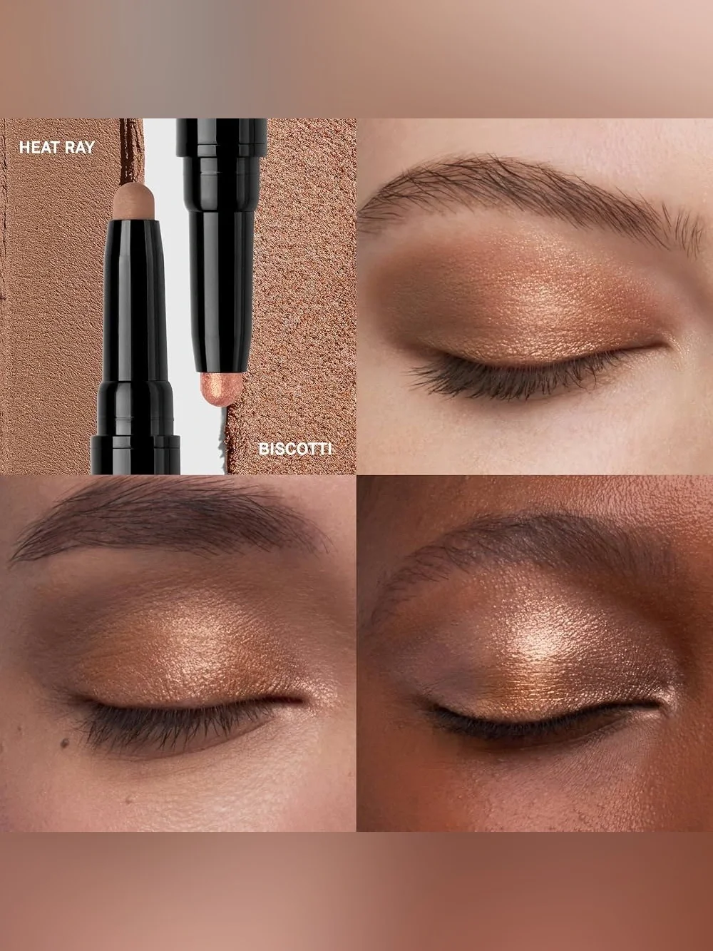 NEW✅ Bobbi Brown• Dual End Long-Wear Cream EyeShadow Stick • Heat Ray & Biscotti
